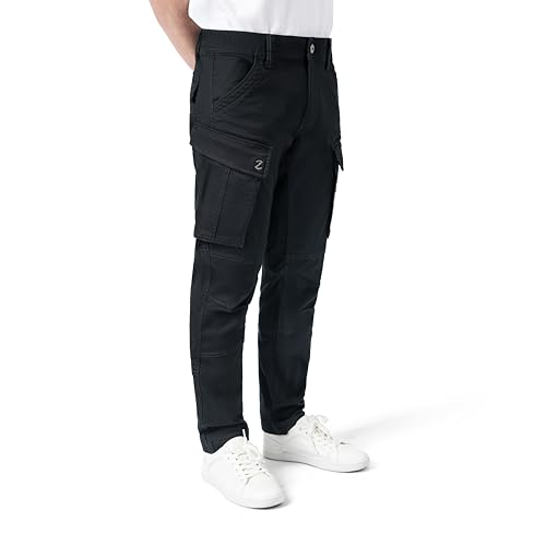ZEHN Cargohose Herren Tapered Regular Fit Robuste Verarbeitung Praktische Cargo Taschen cleanes Design Lässige Freizeit & Alltagshose (DE/NL/SE/PL Bundweite & Schrittlänge 36 34 Schwarz)