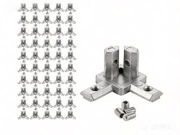 50 Stück 3-Wege Eckverbinder für 20x20 Aluprofil, Aluminium Profilverbinder mit M4 Schrauben, Europäischer Standard 6 mm T-Nut Aluminium Extrusionsprofil, Eckhalterung Endeckwinkelverbinder, Silber