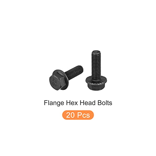 Image of METALLIXITY Flanged Hex Head Bolts (M8x25mm) 20pcs, Hexagon Serrated Flange Bolt Fully Thread Screw - for House Construction Hardware Fasteners