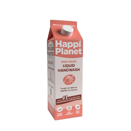 Happi Planet | Organic Liquid Handwash Refill | 1L | Oat Milk Fragrance | Moisturizing Hand Wash | Natural, Non-Toxic, Herbal, Eco-Friendly, Chemical Free, pH Balanced, Tough On Germs, Gentle On Hands