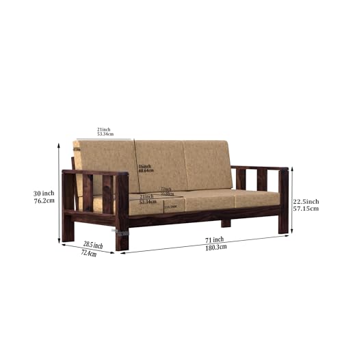 Image of Krishna Wood Decor A Beautiful Solid Sheesham Wood Sofa Cum Bed | Sofa Cums Bed for Home,Living Room, Bedroom | Cozy Bed Sofa |Sleep & Sit Sofa | Without Storage | Finish Dark Walnut |