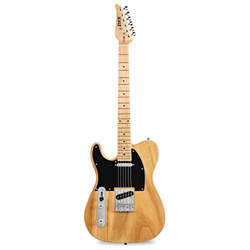 Lyxpro 30” Electric Guitar Left Hand Tl Series, Full-Size Paulownia Wood Body, 3-Ply Pickguard, C-Shape Neck, Ashtray Bridge, Quality Gear Tuners, 3-Way Switch & Volume/Tone Controls, 2 Picks, Natural #TOP15