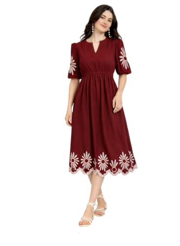 Image of JULEE Women's Rayon Embroidered Dress Butta Dress-BAC