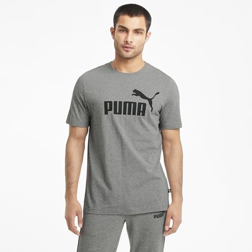 PUMA Herren Ess Logo Tee T shirt, Medium Gray Heather, M EU