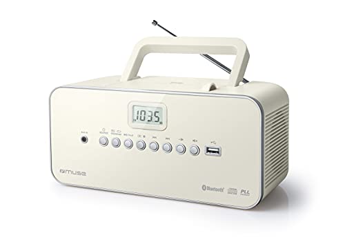 Muse M-30 BTN bärbar radio/CD/MP3/USB med Bluetooth-funktion, stationär lagring, nät- eller batteridrift vit