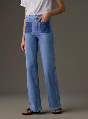 Image of Astylish Women's Wide Leg Jeans High Waisted Denim Pants