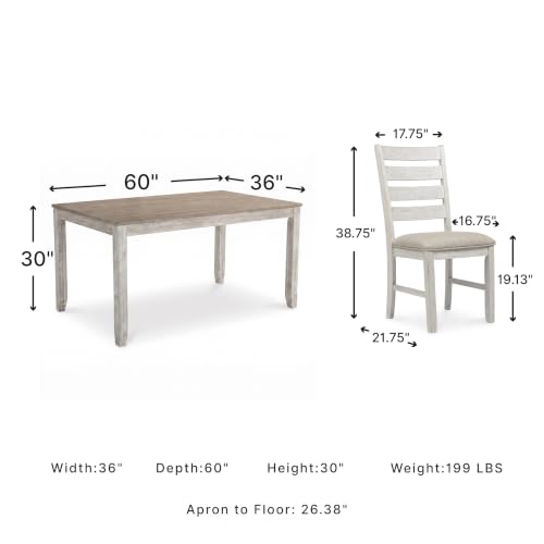 Image of Signature Design by Ashley Skempton 7-Piece Dining Table Set for 6 | Solid wood, engineered wood & acacia veneer construction, 60-in table, Cushioned polyester seating, Two-tone finish