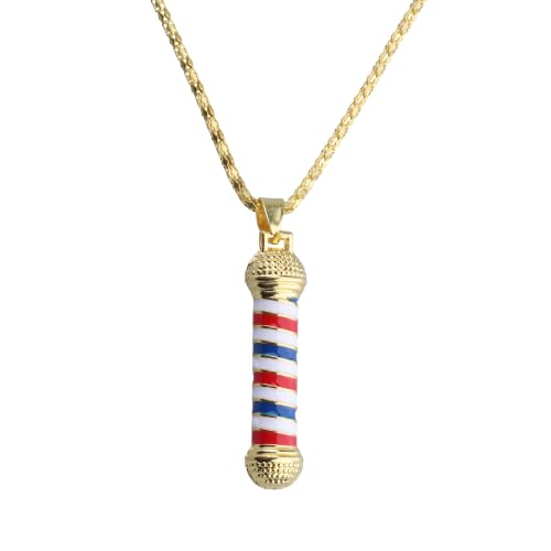 Collier coiffeur pendentif émail rayé bleu blanc rouge KEYCHIN