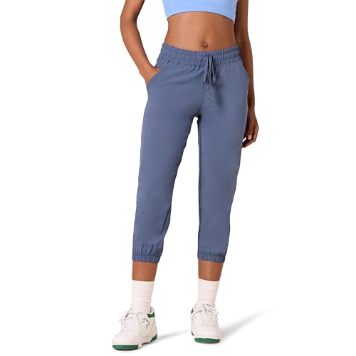 Amazon Essentials Women's Active Performance Stretch Woven 23.5" Inseam Crop Jogger Pant, Blue Nightshadow, Large