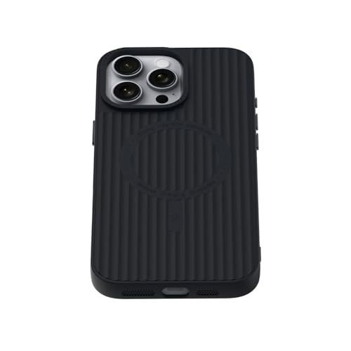 Image of Stuffcool Rims Silicone case for iPhone 16 pro max, Magsafe Enabled with a Raised Metallic Frame for The Camera Lens Black