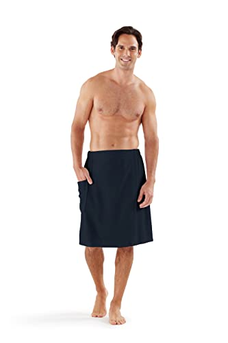 Boca Terry Mens Towel Wrap, 100% Cotton Mens Bath Wrap, Elastic Waist Towel for Shower, Spa, Sauna, Gym - Secure & Adjustable