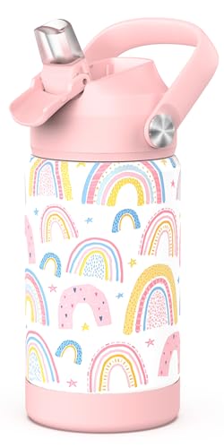 Botella De Agua Potable Botella De Agua Térmica De Pajita De Acero Inoxidable Botella Térmica De 350 Ml Sin Bpa A Prueba De Fugas, Adecuada Para Escuelas, Deportes, Niños （Arco Iris）