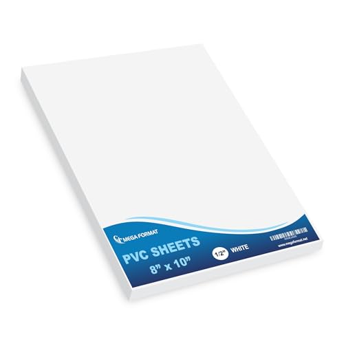 Image of Mega Format Expanded PVC Plastic Sheets - 8 inch X 10 inch Rigid White Sheet for Crafts, Signage, & Displays - Sintra, Celtec PVC Board - Waterproof for Outdoors Use - 1 /2 inch 12mm Thick - 1-Pk-White