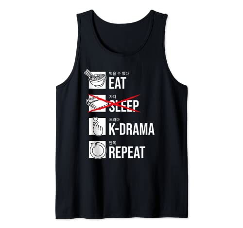 Eat Sleep K-Drama Repeat, Divertido Drama Coreano KDrama Camiseta sin Mangas