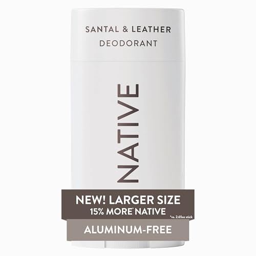 Image of Native Aluminum Free Deodorant, Santal & Leather, Large Size Stick, 72 Hour Odor Control, for Women & Men, Contains Naturally Derived Ingredients, 3.1 oz
