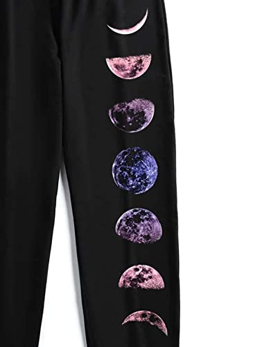 SOLY HUX Women's Moon Print Elastic High Waisted Sweatpants Joggers Pants3