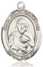 Sterling Silver St. James the Lesser Pendant 3/4 x 1/2 inches with Sterling Silver Lite Curb Chain