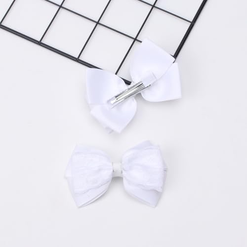 Pinzas para cabello con moños de encaje 4 pulg, set 2 miniatura 6