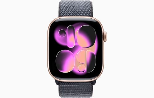 Image of Apple Watch Series 11 [GPS, 46mm] Rose Gold Aluminum Case with Anchor Blue Sport Loop Band, One Size (Renewed)