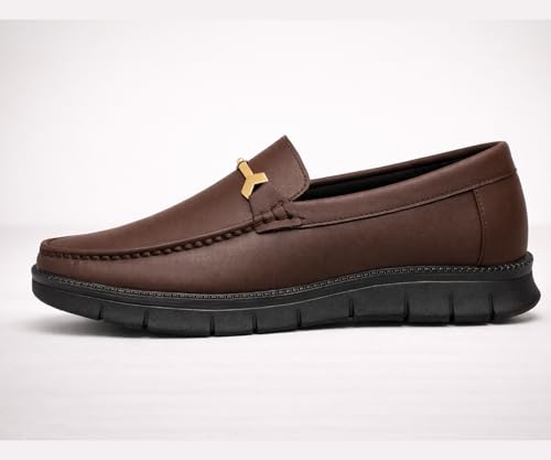 Image of Kraasa Men's Casual Loafers | Synthetic Leather Upper | Comfortable PU Sole | Slip-On Buckle Office, Party Shoes