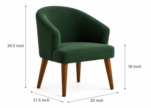 Image of WOODEN SPACE Velvetine Arm Chair for Living Room | Pure Sheesham Wood Legs & Premium Velvet Fabric | Vintage Accent Chair for Home & Office (Green Pack of 6)