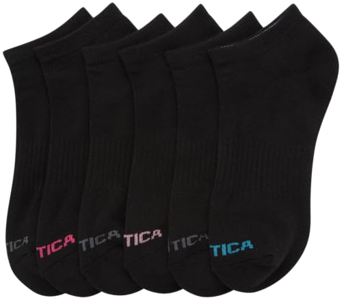 Image of Nautica Womens No Show Socks Moisture Wicking Athletic Low Cut Socks 6 Pack | Moisture Wicking Dri-Motion Fabric, Cushioned Key Areas, Banded Arch Support, No Show Low Cut, Shoe Size 4-10