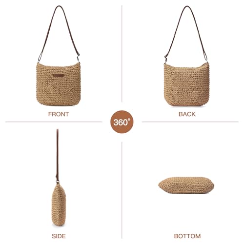 Image of RNIEGA Straw Beach Bag for Women Small Woven Crossbody Bag Summer Mesh Hollow Beachy Purse Shoulder Bag for Vacation