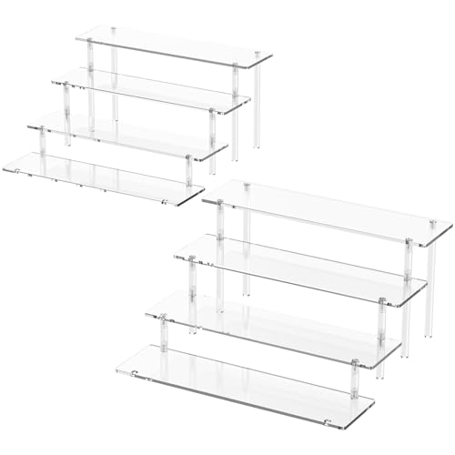 4 Tier Acrylic Display Risers, Clear Perfume Organizer Stand, Large Cupcake Stand Holder, Dessert Display for Party, Display Shelf for Figure and Collection, Riser Stand for Decoration and Organizer