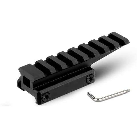 ToopMount Optic Riser Mount, 8 Picatinny Slots Fast Mount, Red Dot Riser Mount with Recoil Stop Base, Offset Picatinny Riser Mount Compatible with Picatinny Optics (Black) Cover