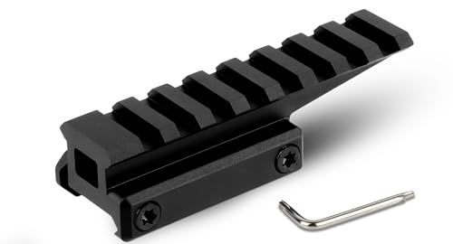 ToopMount Optic Riser Mount, 8 Picatinny Slots Fast Mount, Red Dot Riser Mount with Recoil Stop Base, Offset Picatinny Riser Mount Compatible with Picatinny Optics (Black)