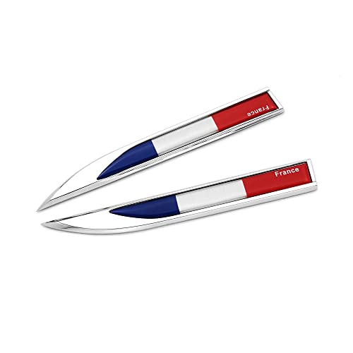 PTDecals 1 Paire Drapeau Français FR Emblème en Métal Autocollant 14,7 cm x 2 cm Badge Graphique Pour Moteur de Véhicule, Pare-chocs Latéraux, Porte Coffre, Bateau, Hayon, Porte, Protecteur de Fenêtre