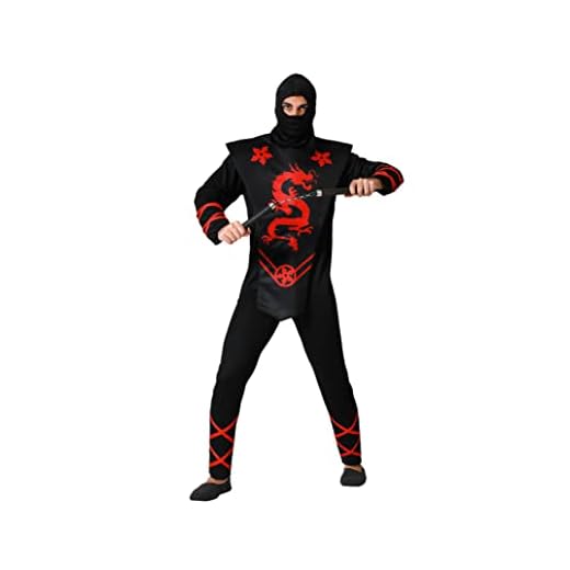Atosa disfraz ninja adulto hombre rojo M