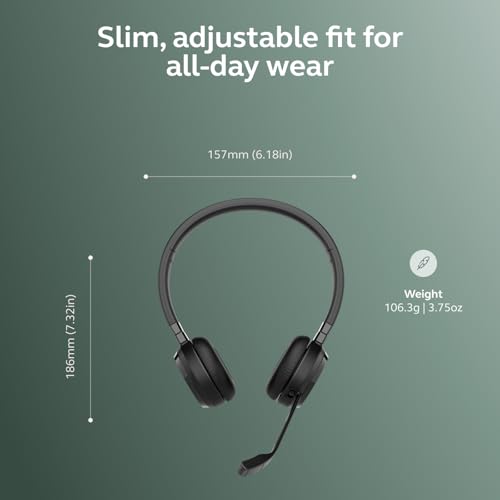Image of Jabra Evolve 65 TE MS Bluetooth Headset with Mic | Wireless Stereo Office Headphones | Teams Certified | USB-A Link 390 | Work from Home Headset for PC & Mobile.