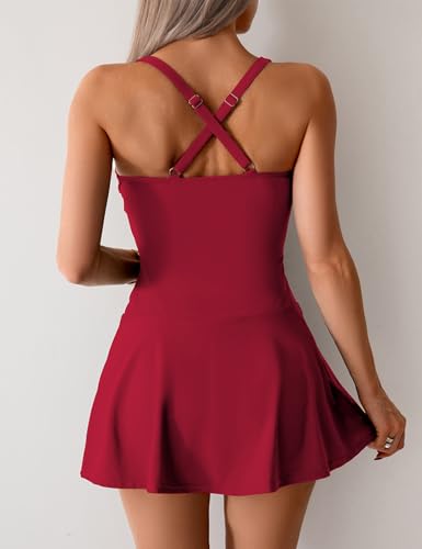 Firpearl Women's Tankini Swimsuit Tummy Control Two Piece Bathing Suits Flowy Swim Dress with Shorts 20254