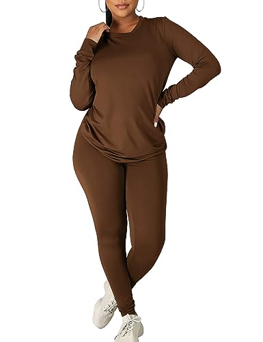 Kaximil Women's Workout Tracksuit 2 Piece Outfits Long Sleeve Top Legging Jogger Pants Set4