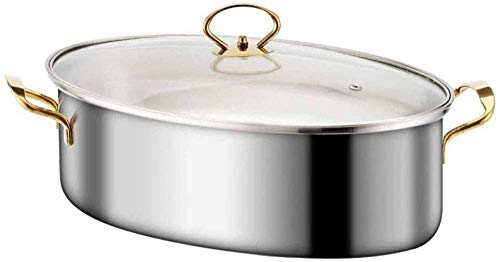 YZJSSL Fish Poacher Steamer, Stainless Steel Elliptical Shape Pot, Special for Induction Cooker, Give Away Anti-Scalding Clip, Steaming Tray Rack, Pot Steaming Tray