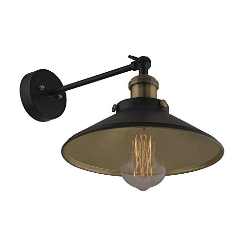 Image of Homesake Edison Cone Shade Wall Lamp, Antique Gold Vintage Industrial Loft, E27 Holder, Decorative, Swing Wall Light