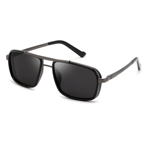 FEISEDY Retro Aviator Sunglasses For Women Men 70s Trendy Rectangle Polarized Sunglasses Steampunk B0292