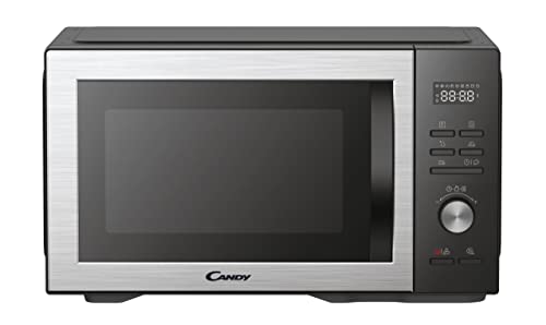 Candy Essenza CMCA29EDLB Horno Microondas Combinado, con Grill, 29L, 1000-2100W, Convección, 5 Niveles de Potencia, Digital, Automenús, Bloqueo Seguridad, Inicio Diferido, Descongelación, Negro e Inox
