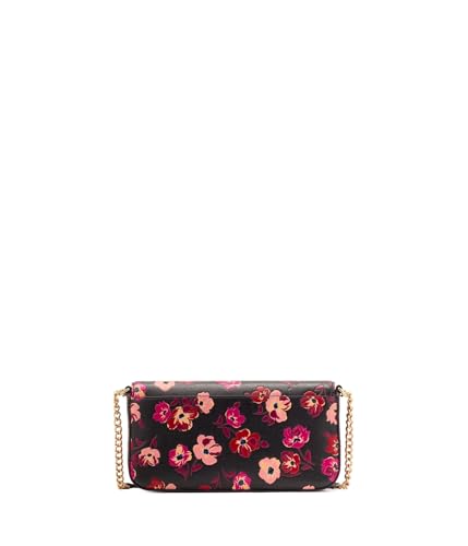 Kate Spade New York Devin Fall Poppies Embossed Saffiano Leather Flap Chain Wallet, Black Multi2