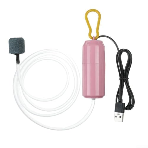pompa ad aria usb per acquario, silenziosa pompa di ossigeno per acquario domestico, per mini ossigenatore portatile per aeratore per laghetti da pesca (rosa)