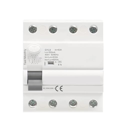 Disyuntor diferencial Tipo A 4P 40A 100mA electromagnético tetrapolar 3P+N para corriente pulsante 1