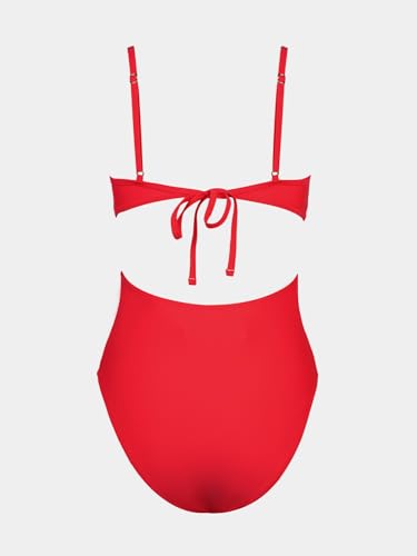 Image of CUPSHE Women's Scoop Neck One Piece Cutout Monokini Swimsuit | Back Self Tie,Soft Removable Cups,Adjustable Straps ,Flattering Bathing Suit For Vacation And Beach