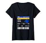 Mujer Tarjeta de embarque Palma de Mallorca PMI Aeropuerto - Fiesta Viaje Camiseta Cuello V