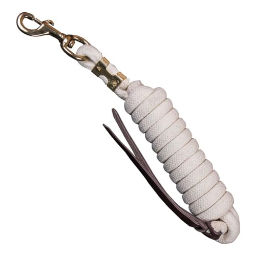 Dura-Tech Pima Cotton Lead Rope | Superior Strength & Softness | Ideal Weight for Handling | Heavy Duty Brass Snap | Includes Braided Latigo Leather Tie | 10' Long for Ease of Use | Color Natural