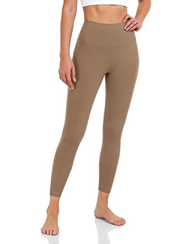 HeyNuts Pure&Plain 7/8 High Waisted Leggings for Women, Athletic Compression Tummy Control Workout Yoga Pants 25'' Dark Carbon Dust XXS(00)