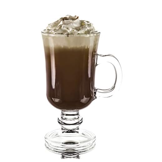 Red Co. Original Footed Clear Glass Irish Coffee Mug, Set of 6-7.75 Ounce
