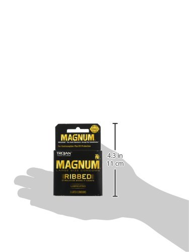 Trojan Magnum Ribbed Condoms, Unscented, 3 Count #TOP2