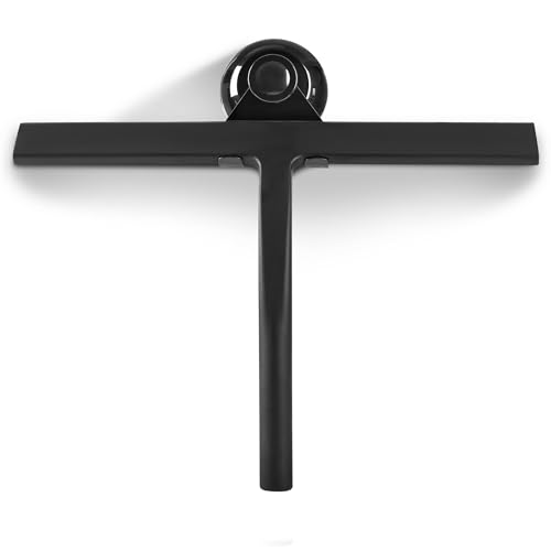 Limpiacristales de ducha de 25 cm, con extractor de goma de repuesto, con soporte, limpiacristales para baño, espejos y azulejos, limpieza sin rayas para superficies de cristal