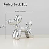 YOYUMI Galvanisiert Ballon Hund Skulptur, Luxus Ornament, Harzstatue für Wohnzimmer Schlafzimmer Bürodekor, Hochglanz Finish Dekorative Statuen, Silber, 18 x 20 x 9 cm